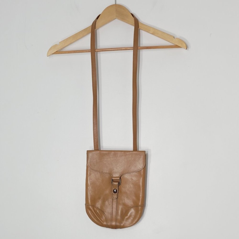 Bohemian Tan Leather Crossbody Envelope Button Slim Strap Shoulder Bag Hipster